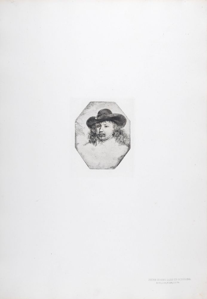Heliograbado Rembrandt - Jeune homme dans un octogone