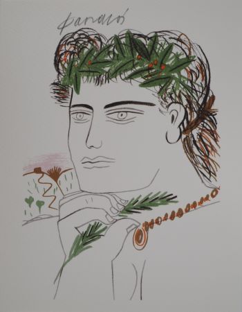 Litografía Fassianos - Jeune homme à la couronne d'olivier