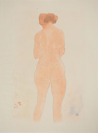 Litografía Rodin - Jeune modèle vu de dos