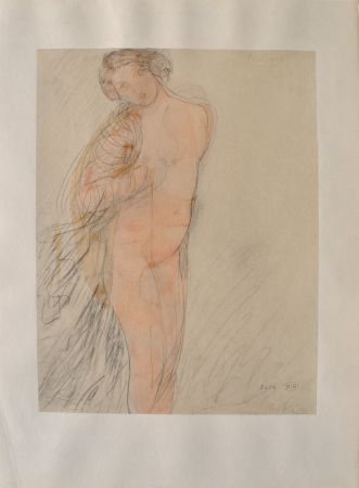 Grabado Rodin - Jeune modèle à moitié nu