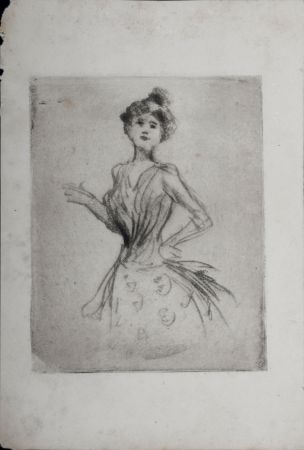 Grabado Boutet - Jeune élégante, c. 1900