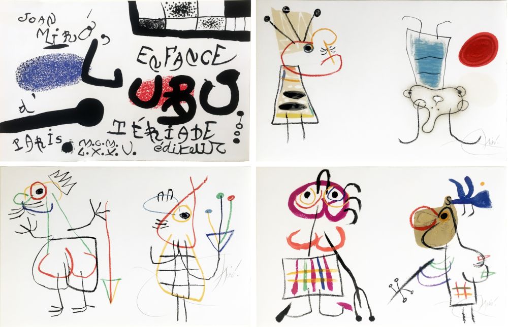 Litografía Miró - Joan MIRÓ - L' ENFANCE D' UBU. Suite complète des 20 lithographies signées (Tériade 1975)