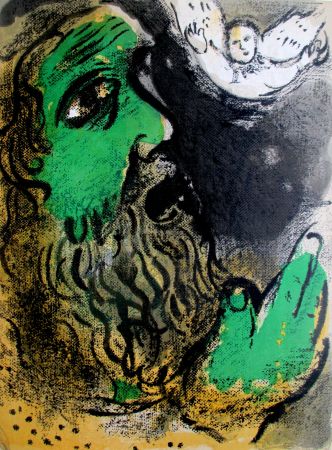 Litografía Chagall - Job en prière