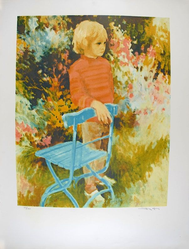 Litografía Kitslaar - Jongetje bij stoel