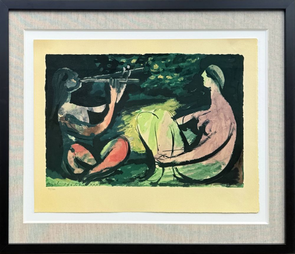 Litografía Picasso - Joueur de diaule et nu