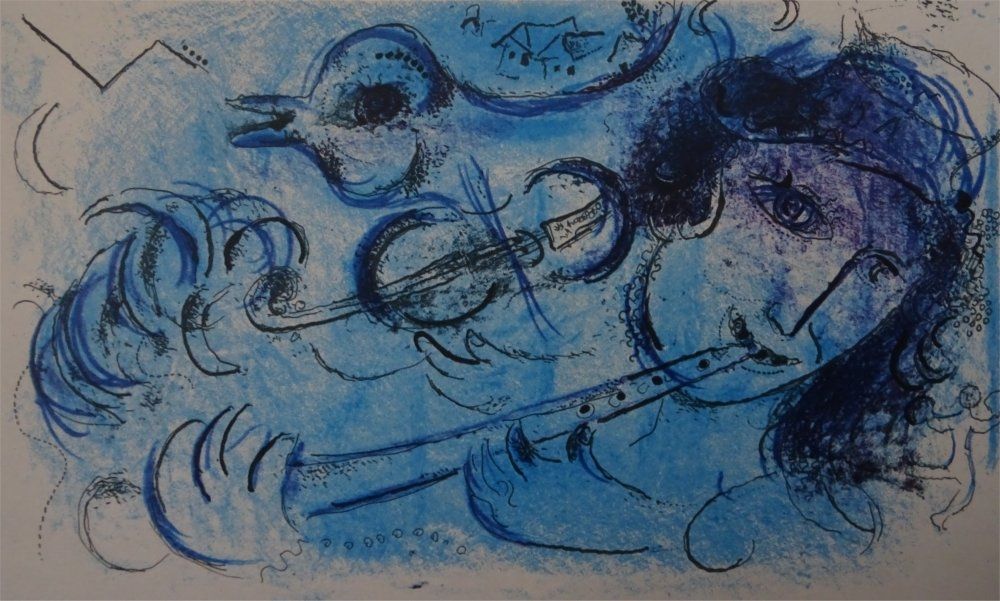 Litografía Chagall - Joueur de Flute