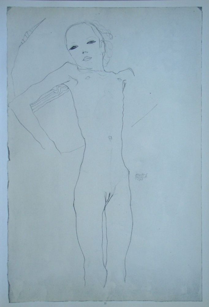 Serigrafía Schiele (After) - Junge Frau nackt und liegend