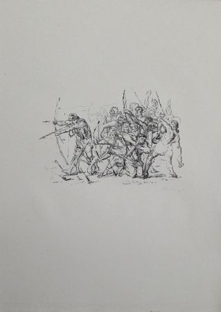 Litografía Slevogt - Kampf der Hellenen gegen die Barbaren 