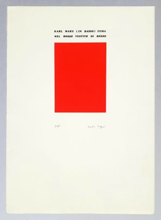 Serigrafía Isgro - Karl Marx (in basso) fuma nel rosso vestito di rosso