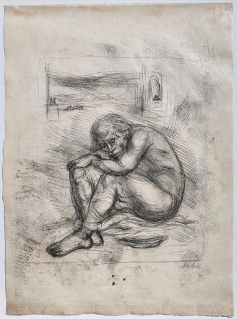 Monotipo Ehrlich - Kauernder Mann - Selbstbildnis (Crouching Man - Self-Portrait)