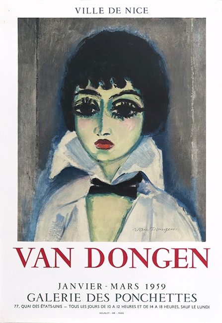 Litografía Van Dongen - Kees Van Dongen (1877-1968). Affiche Galerie des Ponchettes. 1959. Lithographie.
