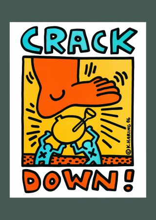 Litografía Haring - Keith Haring: 'Crack Down!' 1986 Offset-lithograph