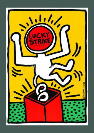 Litografía Haring - Keith Haring: 'Lucky Strike II' 1987 Offset-lithograph