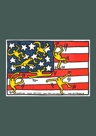 Litografía Haring - Keith Haring: 'New York City Ballet' 1988 Offset-lithograph
