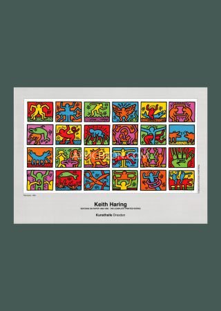 Litografía Haring - Keith Haring: 'Retrospect' 1990 Offset-lithograph
