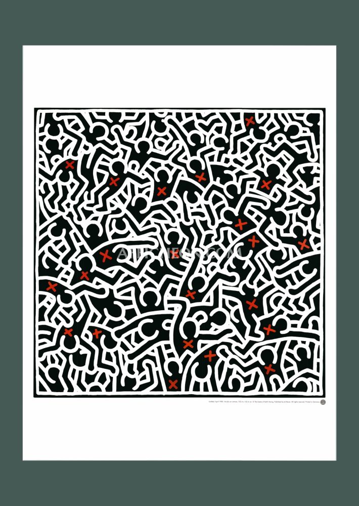 Litografía Haring - Keith Haring: 'Untitled (April 1985)' 1999 Offset-lithograph