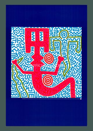 Litografía Haring - Keith Haring: 'Untitled (Blue)' 1999 Offset-lithograph