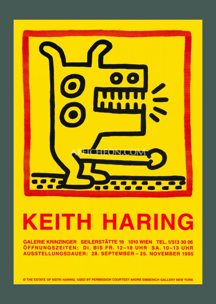 Litografía Haring - Keith Haring: 'Untitled (Dog with..)' 1995 Offset-lithograph