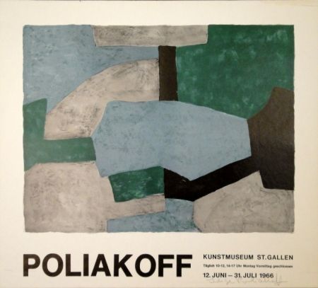 Litografía Poliakoff - Komposition in Grau, Grün und Blau / Composition grise, verte et bleu / Composition in grey, green and blue