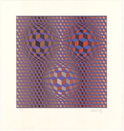 Litografía Vasarely - Konjunktion