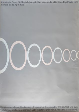 Serigrafía Flavin -  Kunsthalle Basel, fünf Installationen in fluoreszierendem Licht von Dan Flavin. 8. März bis 16. April 1975. 