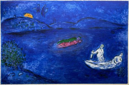 Litografía Chagall - L' ÉCHO  (de la suite Daphnis et Chloé - 1961)