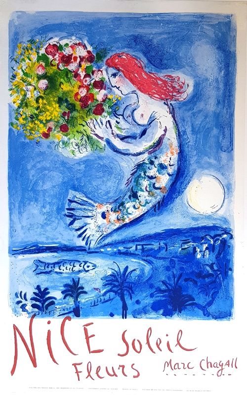 Litografía Chagall - La Baie des Anges Nice Soleil Fleurs