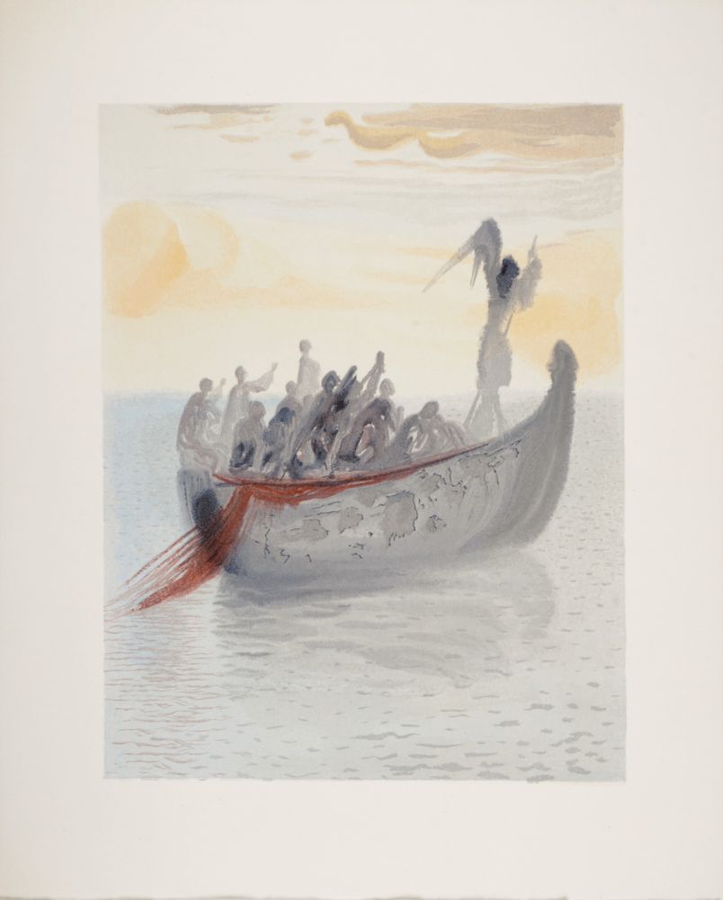 Grabado En Madera Dali - La barque de Nocher, 1963