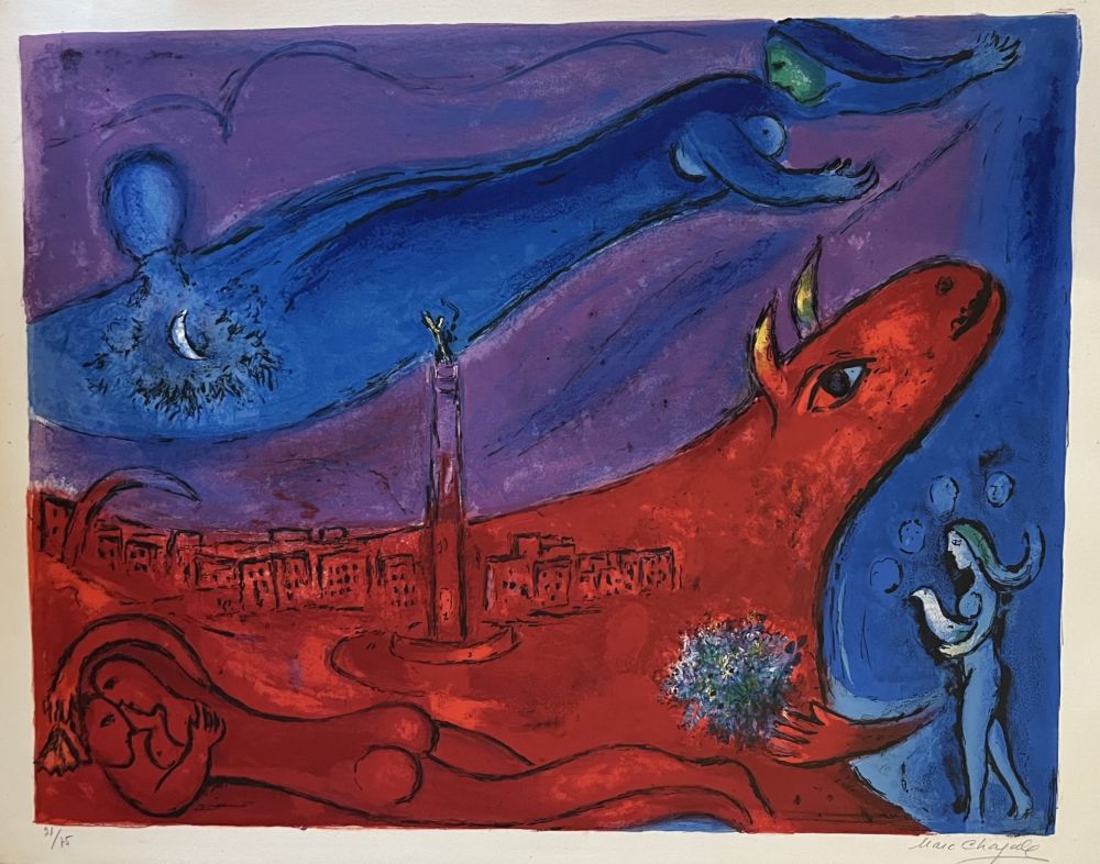 Litografía Chagall - La Bastille