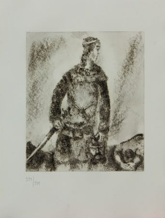 Grabado Chagall - LA BIBLE ( DAVID ET LE LION )