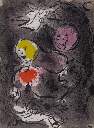 Litografía Chagall - La Bible : Le Prophète Daniel avec les lions, 1956