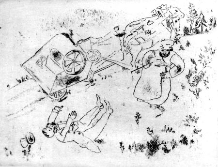 Aguafuerte Chagall - La britchka s'est renversée