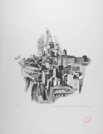 Litografía Delaunay - La Butte Montmartre et le Sacré-Coeur, 1969