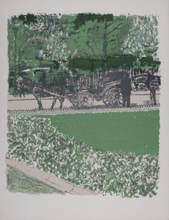 Litografía Brianchon - La Calèche dans le parc, 1962