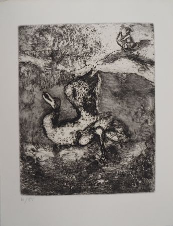 Grabado Chagall - La chasse (L'oiseau blessé d'une flèche)