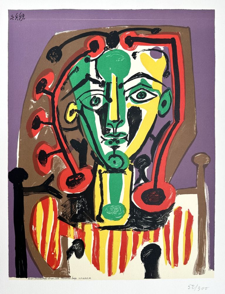 Litografía Picasso - La Corsage rayé