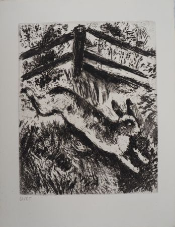 Grabado Chagall - La course du lièvre (Le lièvre et les grenouilles)
