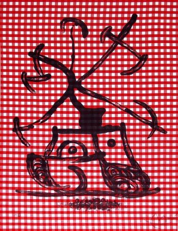 Litografía Miró - La Dame aux damiers (Lady with Checkers), 1969