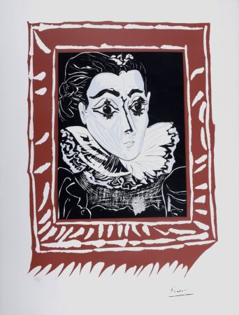 Litografía Picasso (After) - La Dame à la Collerette (Portrait de Jacqueline à la Fraise), circa 1970