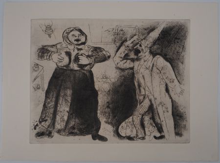 Grabado Chagall - La dispute (Dispute de Pliouchkine et de Mavra)