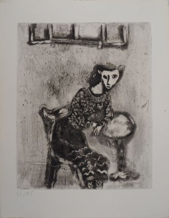 Grabado Chagall - La femme chat (La chatte métamorphosée en femme)