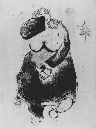 Aguafuerte Chagall - La femme moineau