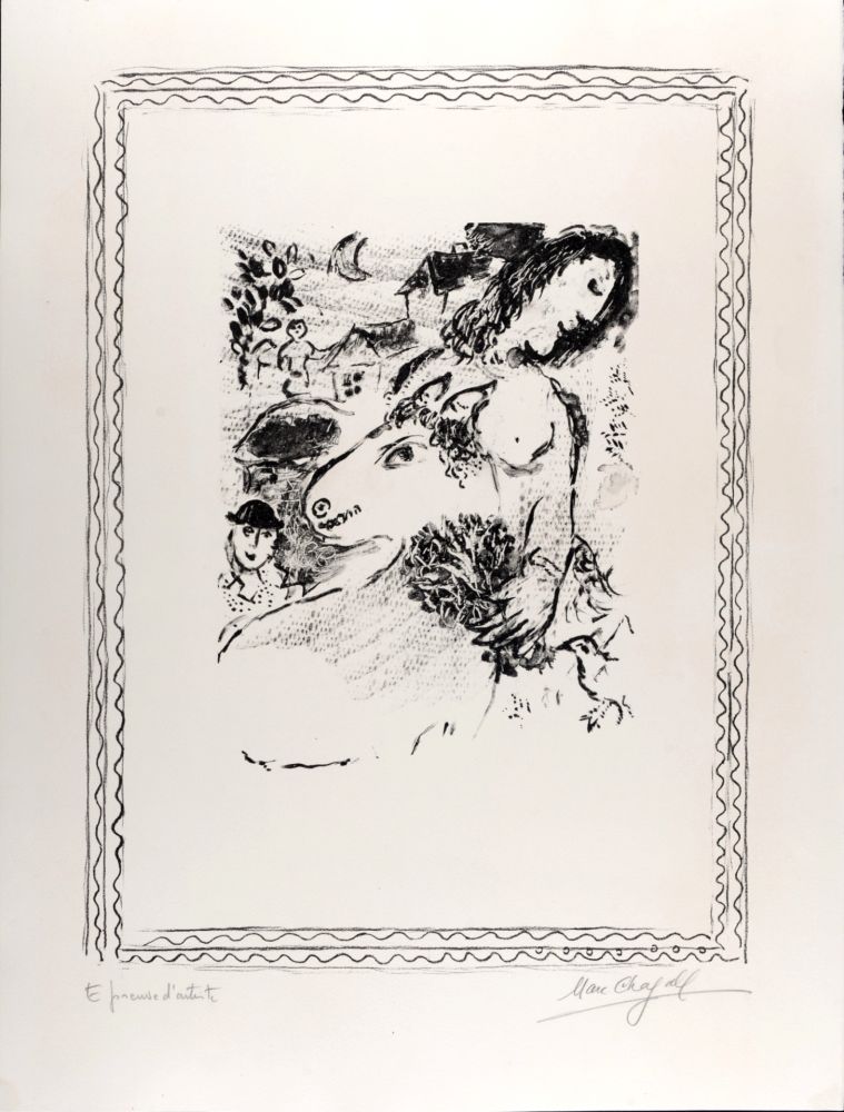 Litografía Chagall - La Fermière à l'âne, c. 1971 - Hand-signed