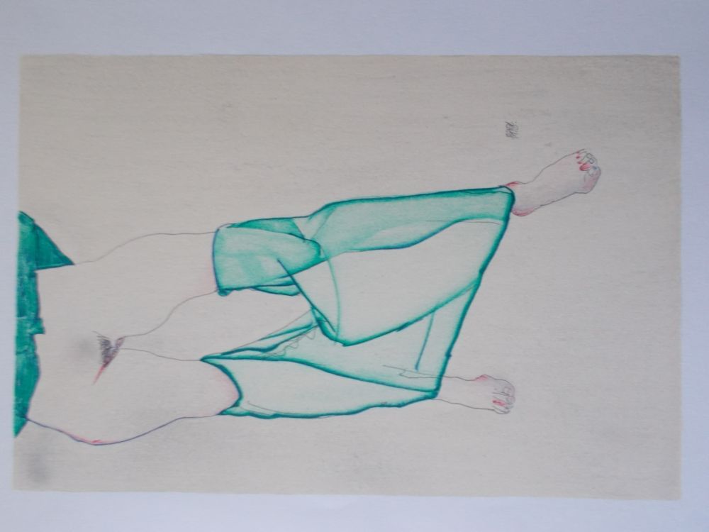 Litografía Schiele - La fille au bas vert