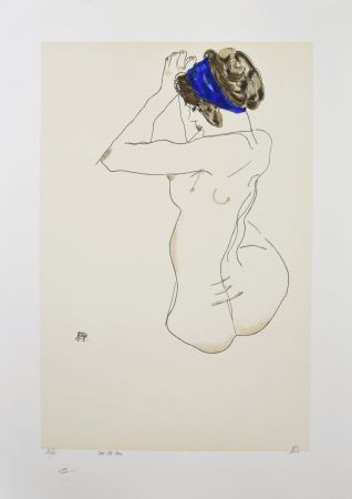 Litografía Schiele - La fille au turban bleu, 1912 / The girl with blue headband, 1912