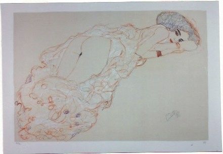 Litografía Klimt - La fille en robe longue
