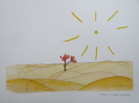 Litografía Saint-Exupéry - La fleur dans le désert