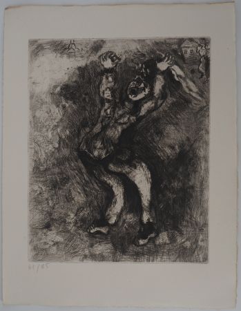 Grabado Chagall - La folie (Le fou qui vend la sagesse)