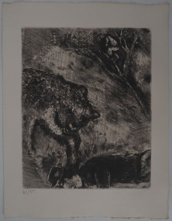 Grabado Chagall - La fuite (L'ours et les deux compagnons)