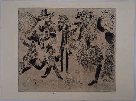 Grabado Chagall - La fête est finie (L'orgie dégénère en rixe)